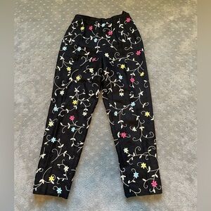 Talbots 100% Irish Linen Fully Embroidered Pants Size 8